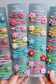 Flower Themed Baby Hair Clip 10pcs in One Card