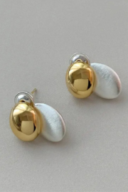 Brushed Small Gold Color Bean Earrings