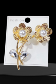 Golden Pearl Blossom Brooch