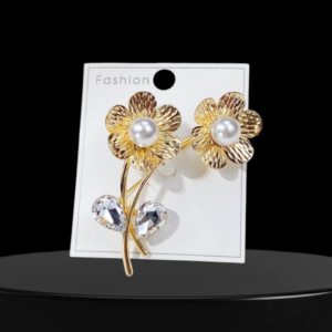 Golden Pearl Blossom Brooch