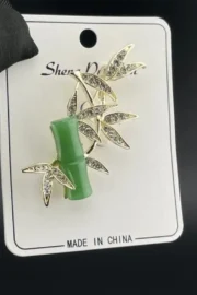 Golden Leaf Bamboo Brooch