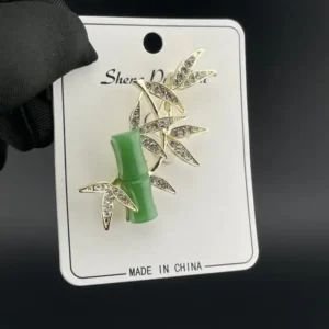 Golden Leaf Bamboo Brooch