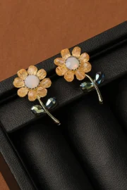 Charming Floral Crystal Stone Earrings