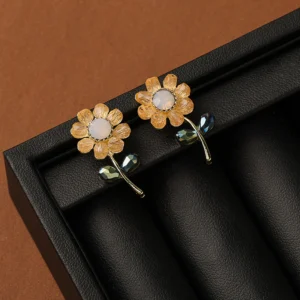 Charming Floral Crystal Stone Earrings