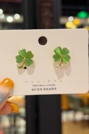 White Four-Leaf Clover Earrings