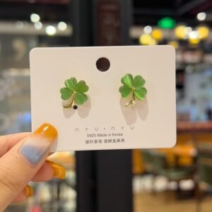 White Four-Leaf Clover Earrings