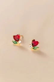 Heart Stone Stud Earrings