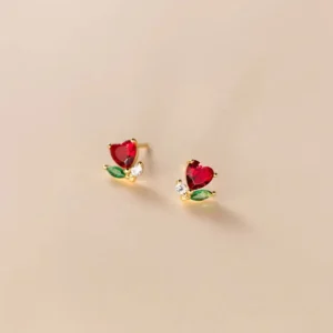 Heart Stone Stud Earrings