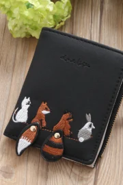 Cute Animal Embroidered Wallet – Stylish & Functional (Available in 4 Colors)