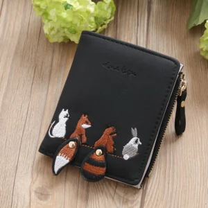 Cute Animal Embroidered Wallet – Stylish & Functional (Available in 4 Colors)